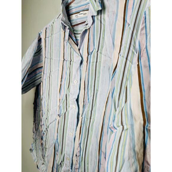 SAMSOE Multicolored Blue Striped Front Button Collared Alfrida Shirt Size XS - Picture 8 of 12
